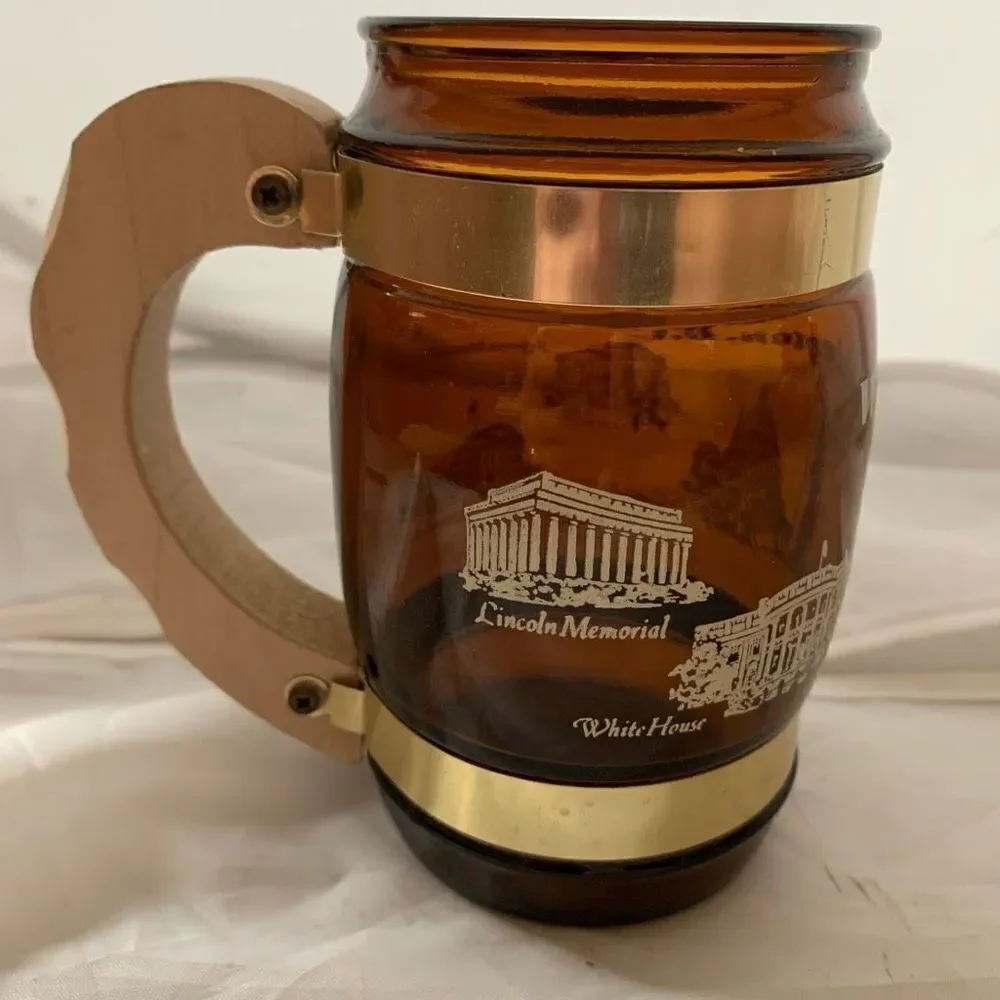Vintage Washington D.C. Souvenir Brown Mug Wood Handle